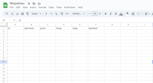 Tạo bảng tính trên Google Sheet